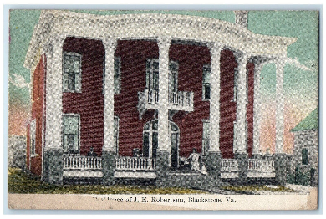 1910 Residence Of JE Robertson Blackstone Virginia VA Posted Antique Postcard