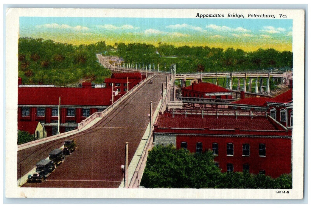 c1930's Appomattox Bridge Cars Scene Petersburg Virginia VA Vintage Postcard