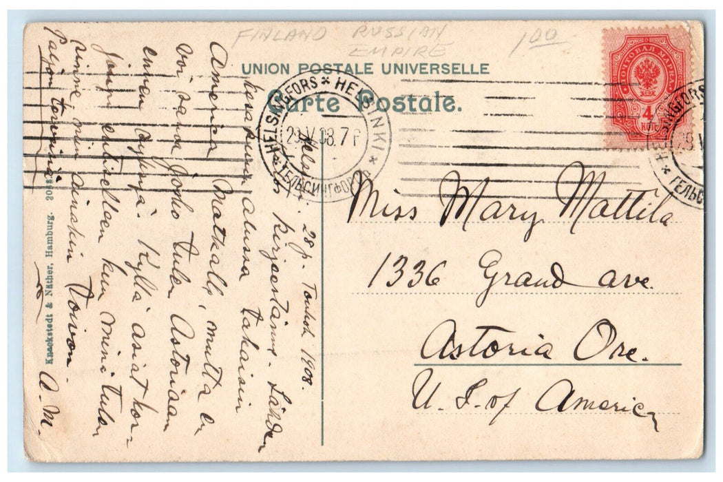 1908 Sortavala Karelia Russia Horse Carriage Antique Posted Postcard