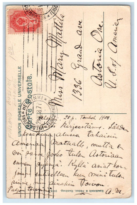 1908 Sortavala Karelia Russia Horse Carriage Antique Posted Postcard