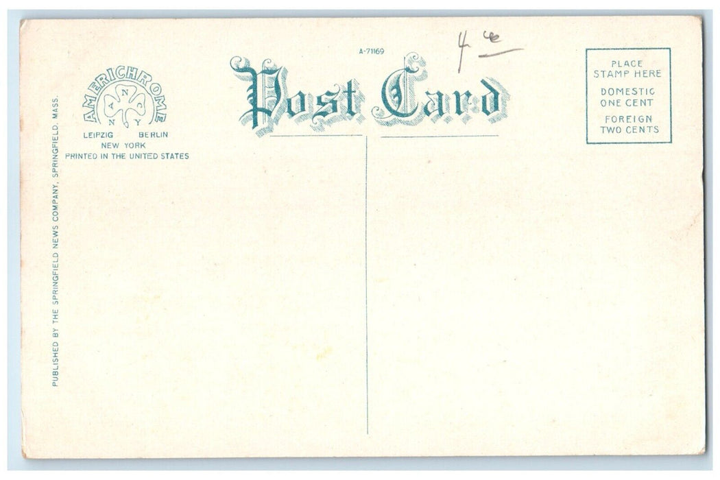 c1920 Main Street North Hampden Streetcar Springfield Massachusetts MA Postcard