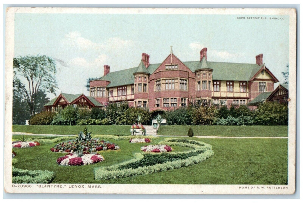 c1920 Exterior View Blantyre Garden House Lenox Massachusetts Phostint Postcard