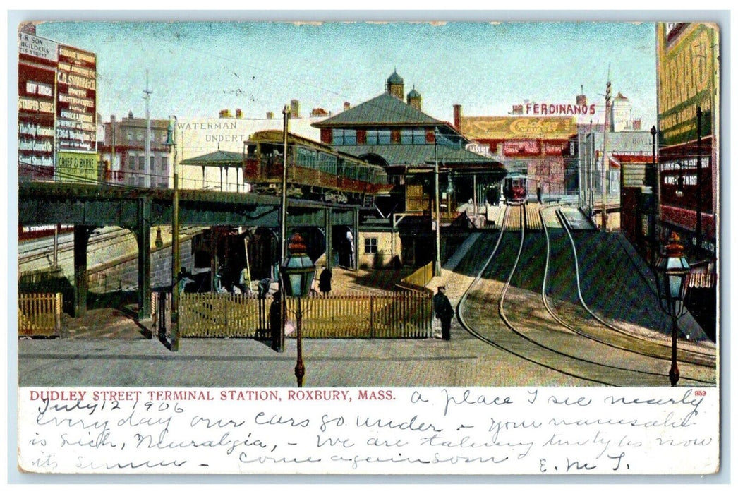 1906 Dudley Street Terminal Station Railroad Roxbury Massachusetts MA Postcard