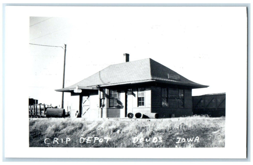 c1960's CRIP Depot Douds Iowa Railroad Train Depot Station RPPC Photo Postcard