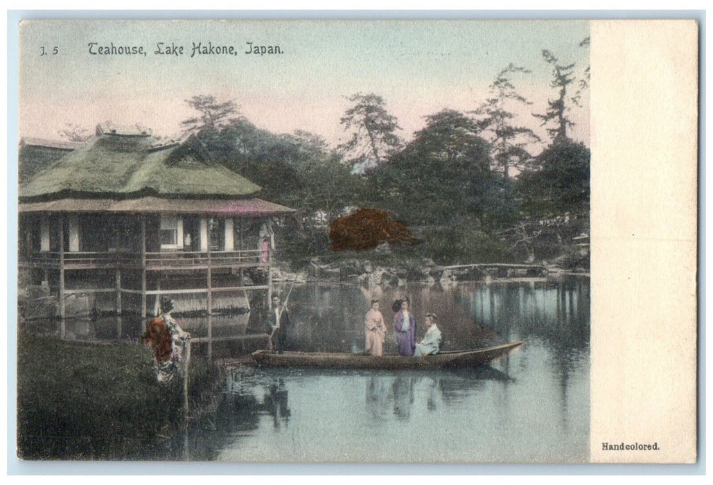 c1905 Teahouse Lake Hakone Japan Handcolored Unposted Antique Postcard