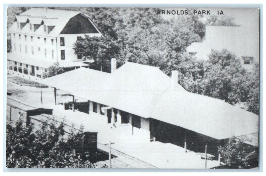 c1960 Arnolds Park Iowa Railroad Vintage Train Depot Station RPPC Photo Postcard