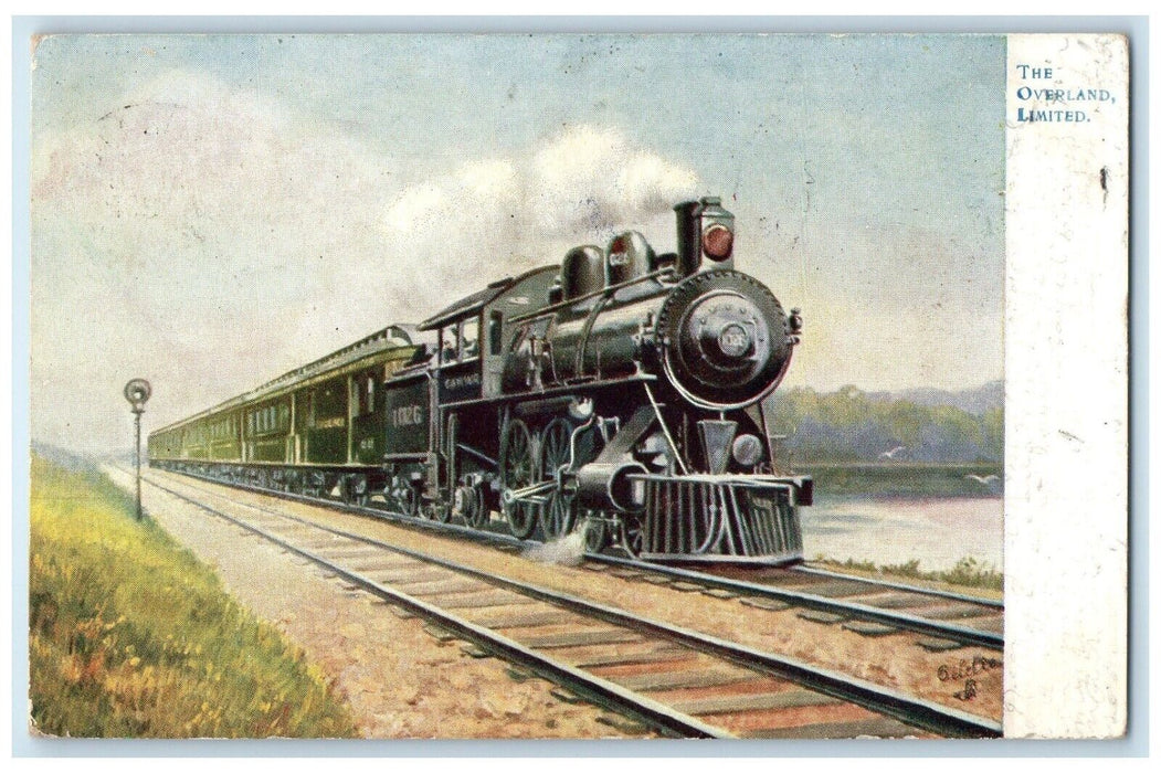 1908 The Overland Limited Railroad Train Mankato MN Oilette Tuck's Postcard