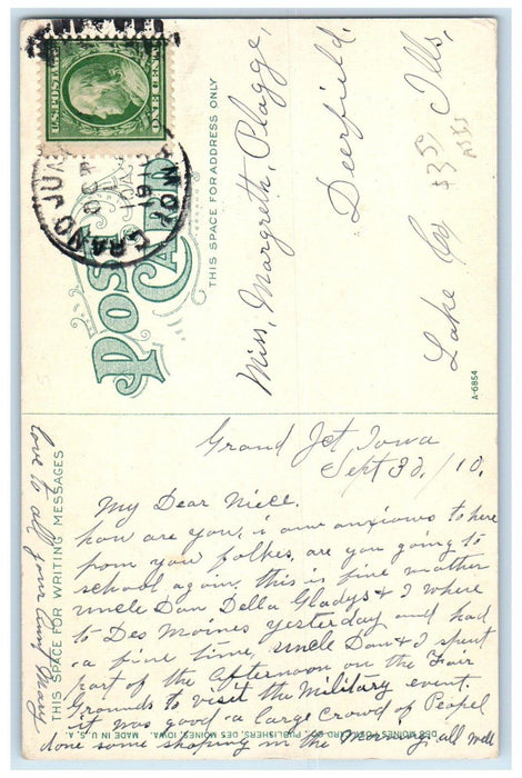 1910 Union Station Depot Cars Des Moines Iowa IA Posted Antique Postcard
