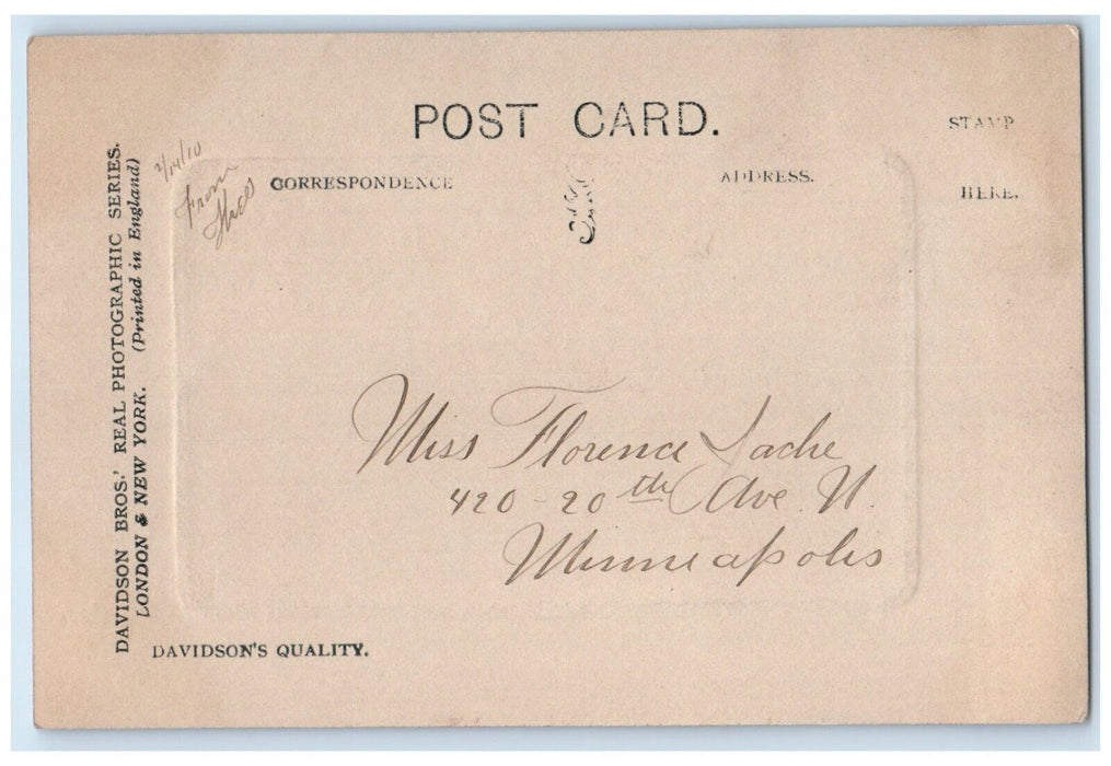 1910 Valentine Pretty Woman Heart Flowers Embossed Minneapolis MN Postcard