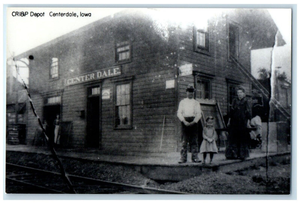 c1960's CRI&P Centerdale Iowa Railroad Train Depot Station RPPC Photo Postcard
