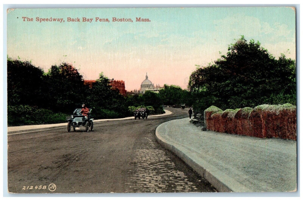1910 Scenic View Speedway Back Bay Fens Boston Massachusetts MA Vintage Postcard