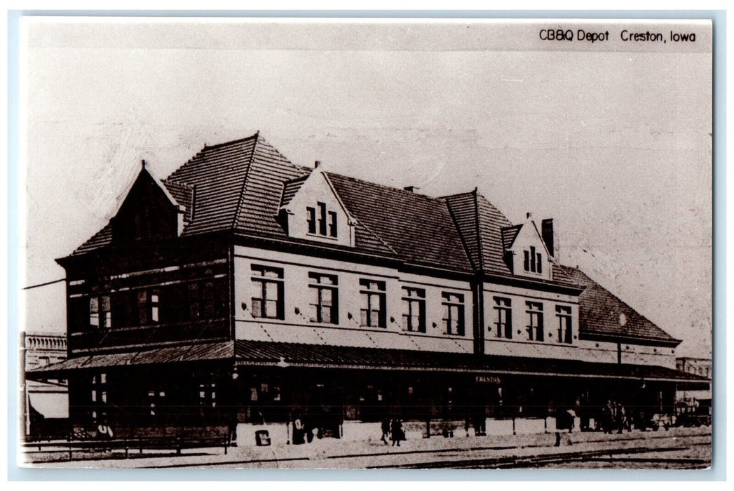 c1960's CB&Q Depot Creston Iowa Railroad Train Depot Station RPPC Photo Postcard