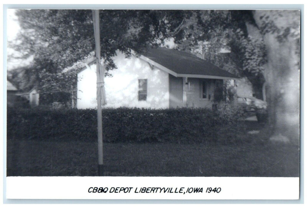 c1960's CB&P Libertyville Iowa Vintage Train Depot Station RPPC Photo Postcard