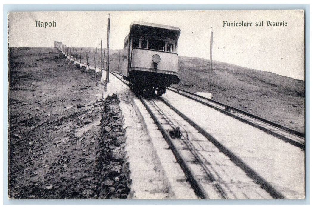 c1940's Funicular on Vesuvius Naples Campania Italy Trolley Car Postcard