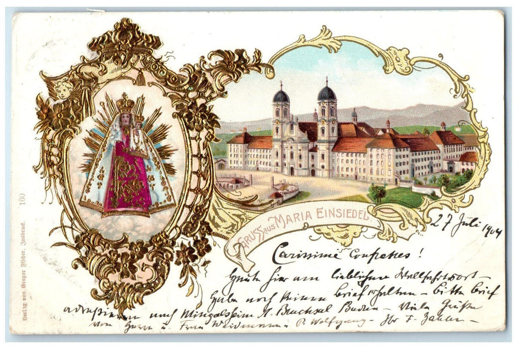 1904 Greetings From Maria Einsiedel Munich Germany Embossed Antique Postcard