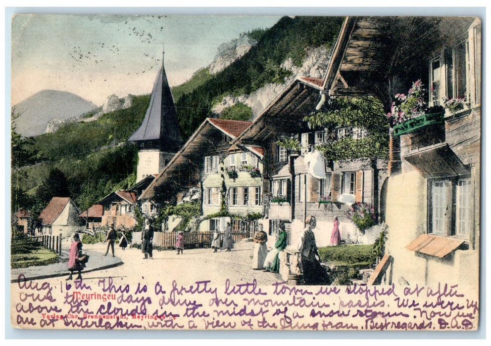 1905 Houses in Meiringen Bern Switzerland Monrovia CA Antique Posted Postcard