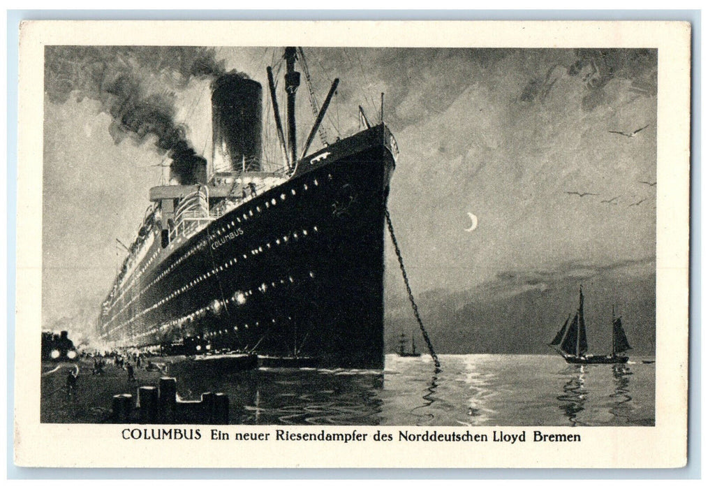 c1940's Columbus New Giant steamer from North German Lloyd Bremen Postcard