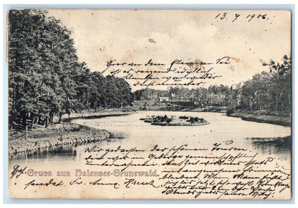 1906 Greetings from Halensee-Grunewald Berlin Germany Antique Postcard