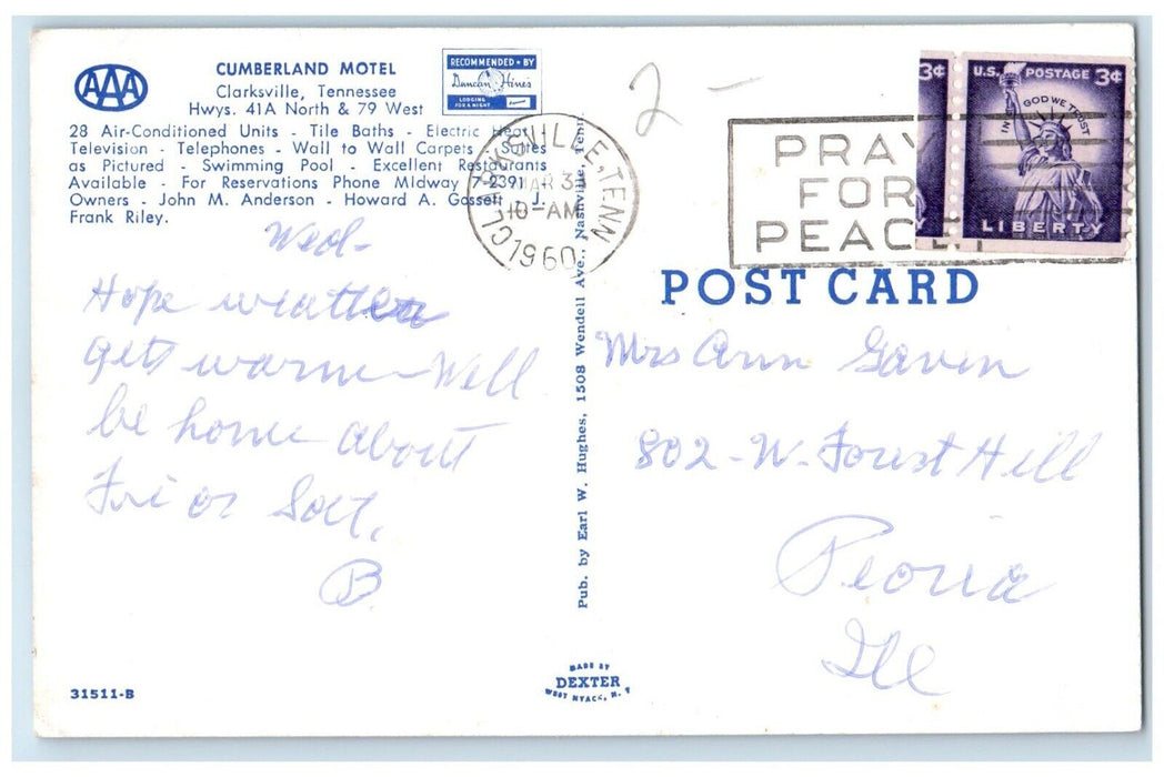 c1960 Multi-View Cumberland Motel Signage Clarksville Tennessee Vintage Postcard