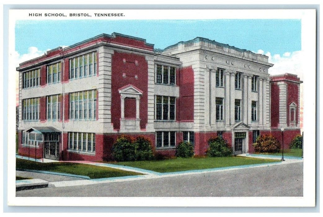c1920 Exterior View High School Building Bristol Tennessee TN Unposted Postcard