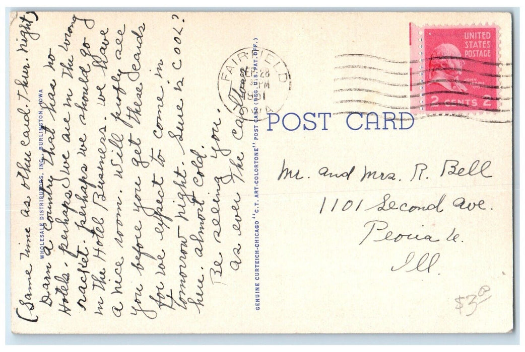 1951 Burlington's Rail And Bus Station Burlington Iowa IA Vintage Postcard