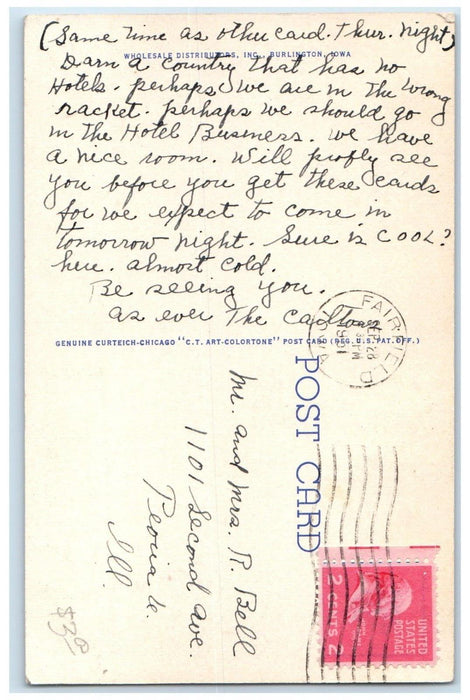 1951 Burlington's Rail And Bus Station Burlington Iowa IA Vintage Postcard