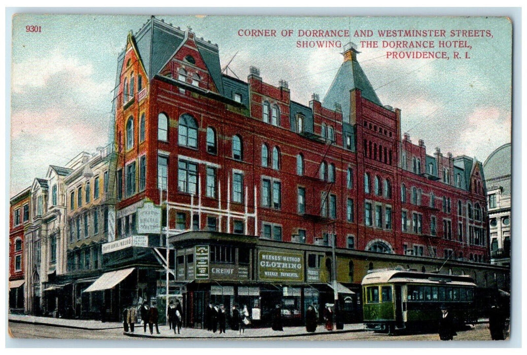 c1910 Corner Dorrance Westminster Streets Hotel Providence Rhode Island Postcard