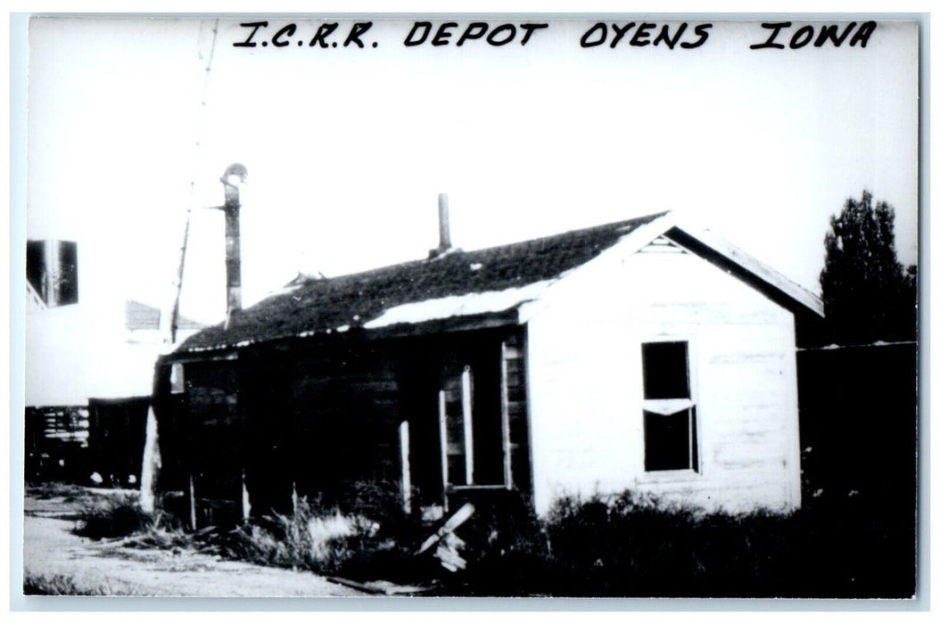 c1960's ICRR Depot Oyens Iowa Railroad Train Depot Station RPPC Photo Postcard