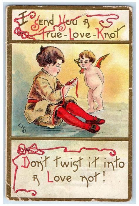 1912 Valentine Cupid Angel HBG Embossed Princeton New Jersey NJ Posted Postcard