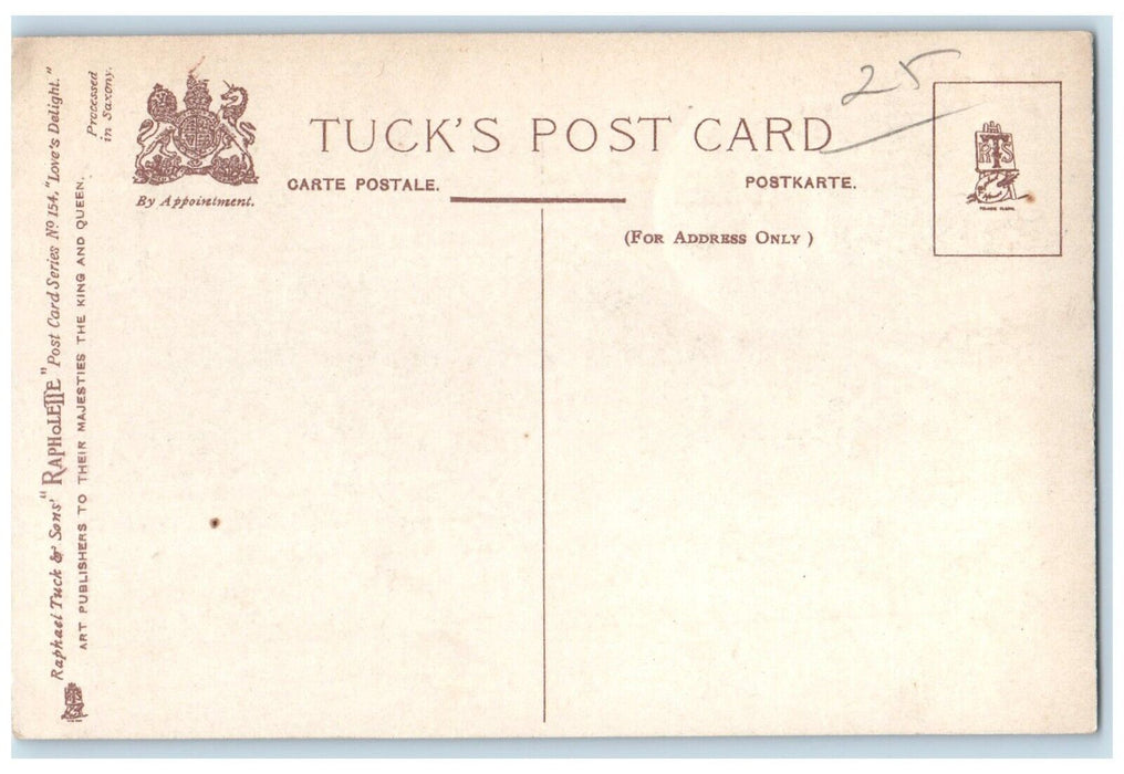 c1910's Valentine Cupid Angel Fishing Heart Bait Tuck's Antique Postcard