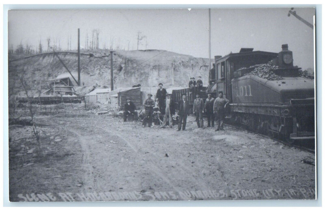 c1960 Duarries Stone City Iowa Railroad Train Depot Station RPPC Photo Postcard