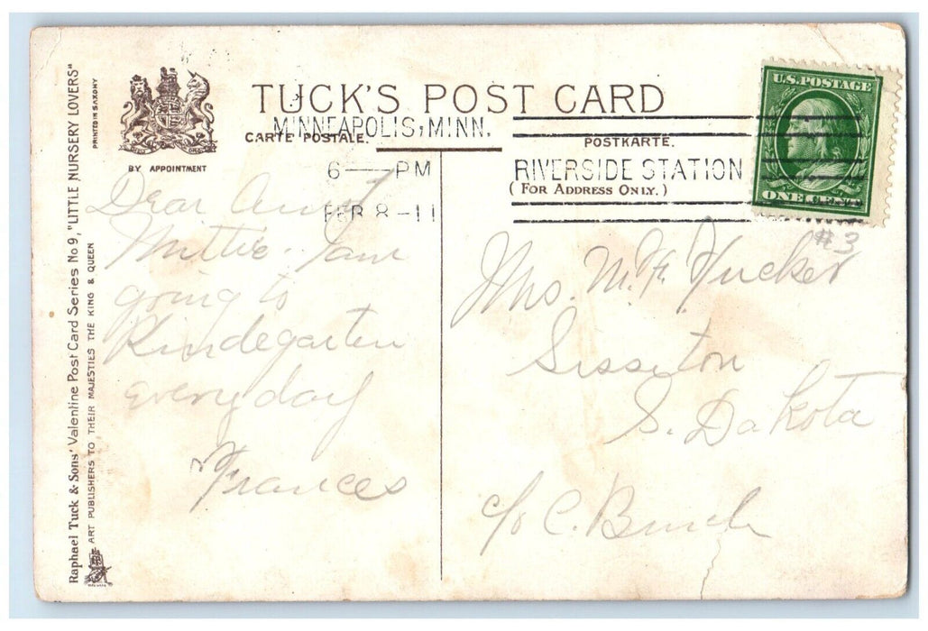 1911 Valentine Heart Girls Kettle For Tea Minneapolis Minnesota Tuck's Postcard