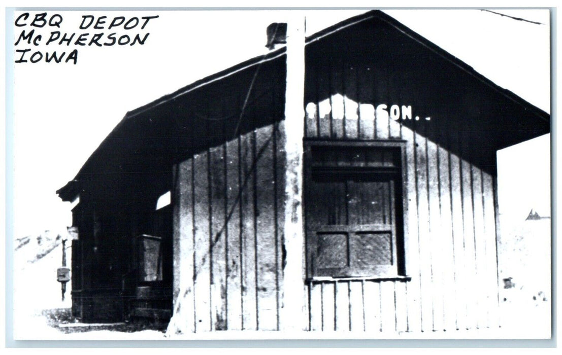 c1960's Mc Pherson Iowa Railroad Vintage Train Depot Station RPPC Photo Postcard