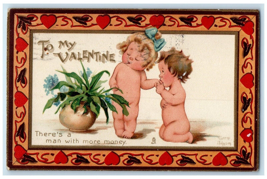 1910 Valentine Little Sweetheart Bare Butt Flowers Somerville MA Tuck's Postcard