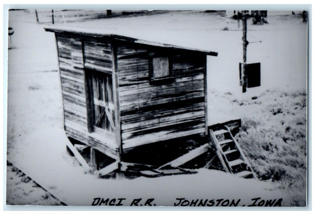 c1960 Johnson Iowa IA Railroad Vintage Train Depot Station RPPC Photo Postcard
