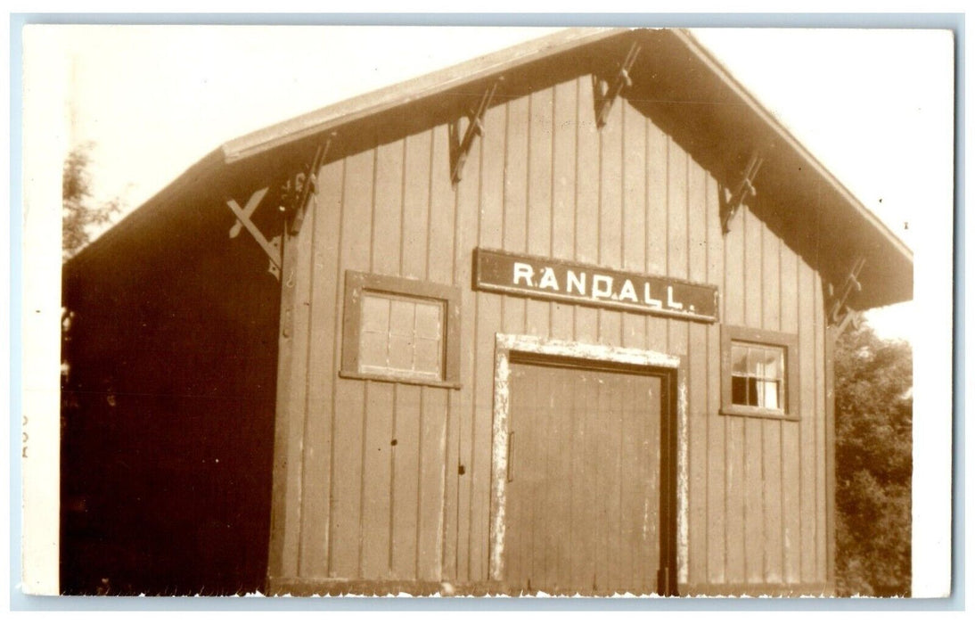c1960 Randall Iowa IA Vintage Railroad Train Depot Station RPPC Photo Postcard