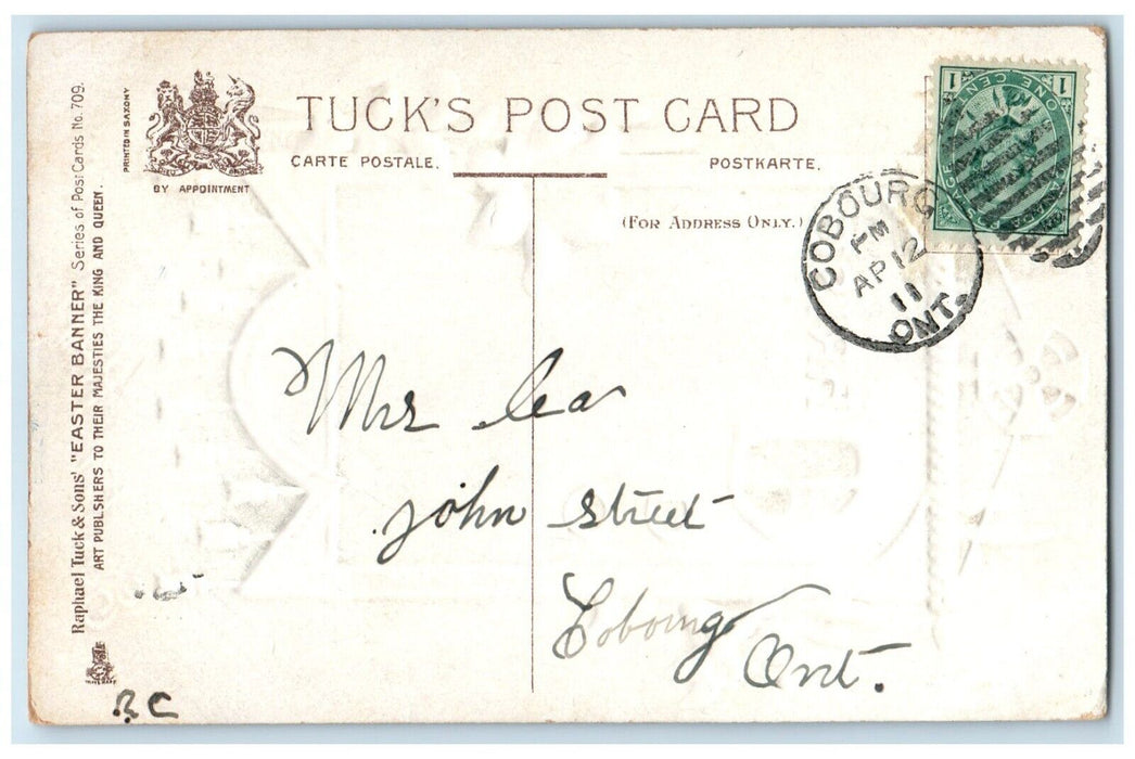 1911 Easter Happiness Christ Is Risen Lily Flowers Embossed Tuck's Postcard