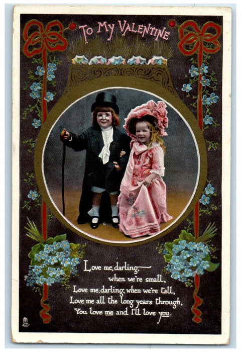 c1910's Valentine Little Sweetheart Flowers Tuck's Unposted Antique Postcard