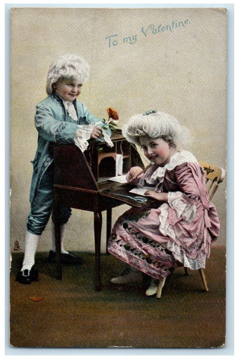 1912 Valentine Little Sweetheart With Flower Tuck's Posted Antique Postcard