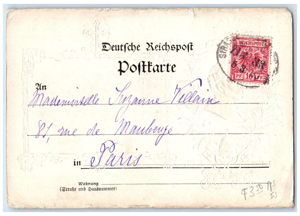 1900 Vatican City Pope Leo XIII Catholic Symbol Embossed Antique Postcard