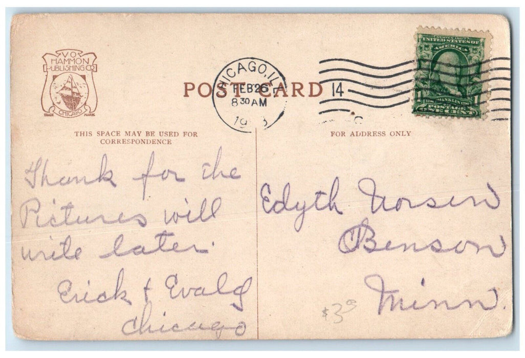 1908 Illinois Central Depot Manor House Coffee Chicago Illinois IL Postcard