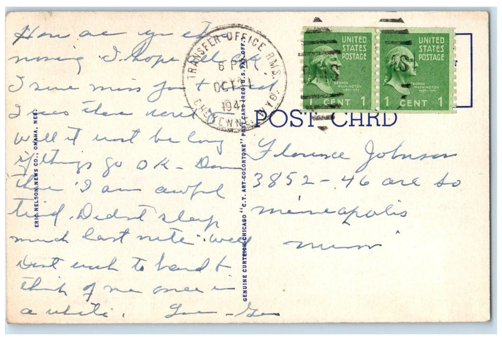 1947 Administration Building Creighton University Omaha Nebraska NE Postcard