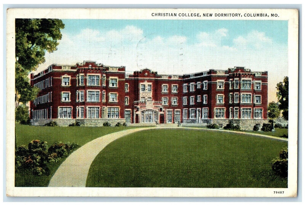 1938 Christian College New Dormitory Building Columbia Missouri MO Postcard