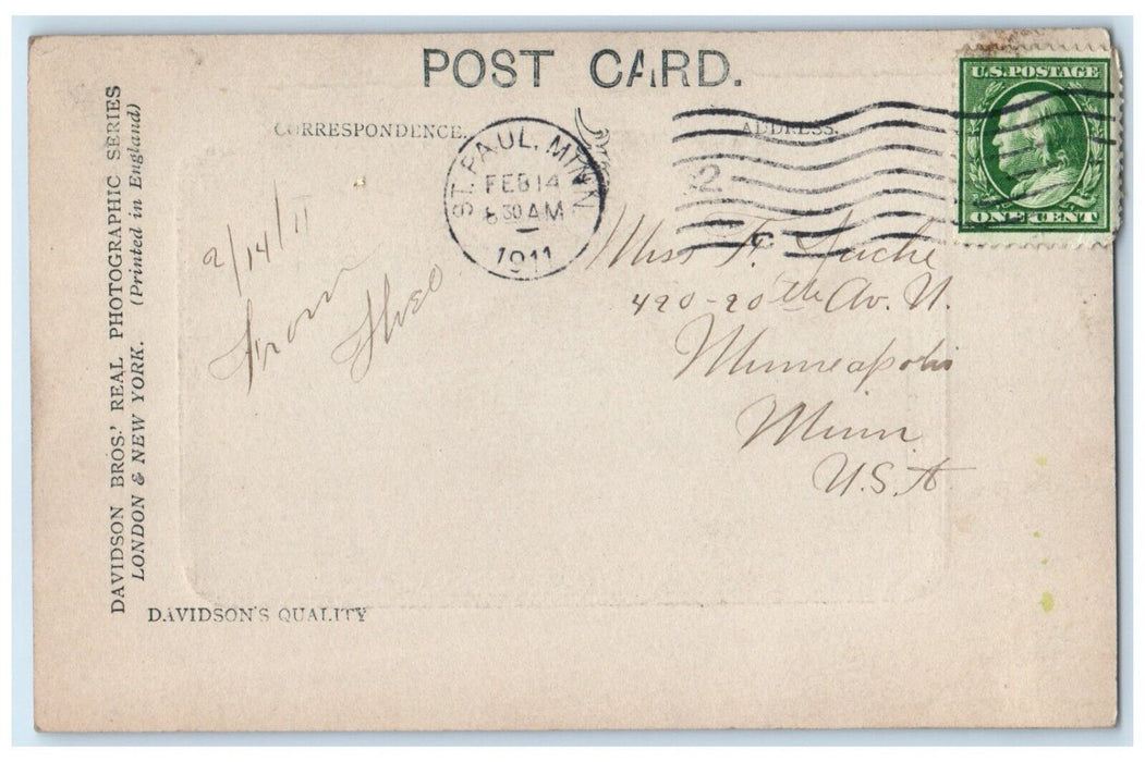 1911 Valentine Heart Cupid Angel Little Sweetheart St. Paul Minnesota Postcard