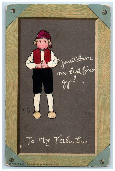 c1905 Valentine Dutch Boy E Curtis Tuck's Posted Antique Postcard