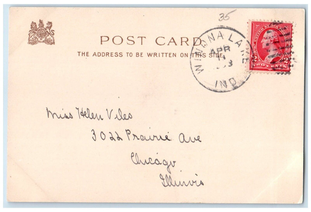 1908 Eater Chick And Flowers In Basket Winona Lake Indiana IN Tuck's Postcard