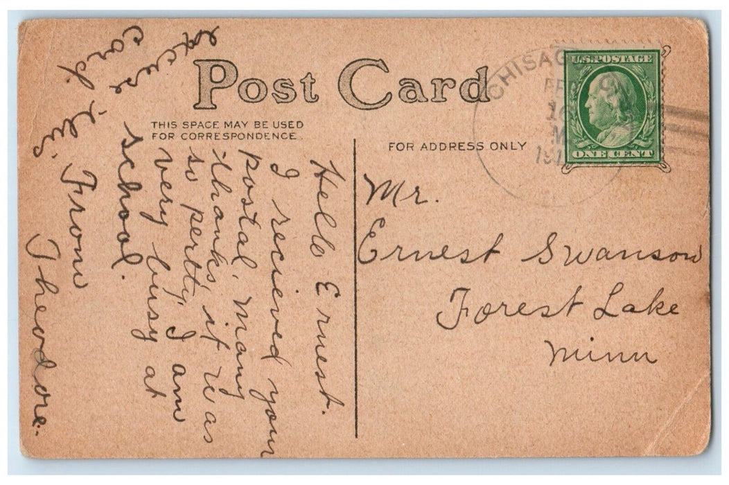 c1910's Valentine Heart Cupid Angel Flowers Forest Lake Minnesota MN Postcard