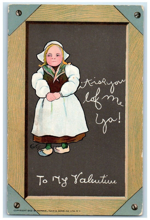 c1910's Valentine Dutch Girl ECurtis Tuck's Posted Antique Postcard