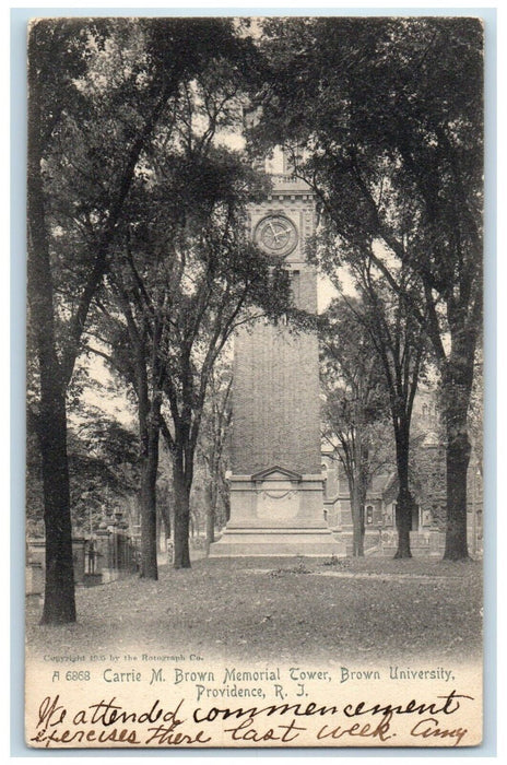 1905 Carrie Brown Memorial Tower University Providence Rhode Island RI Postcard