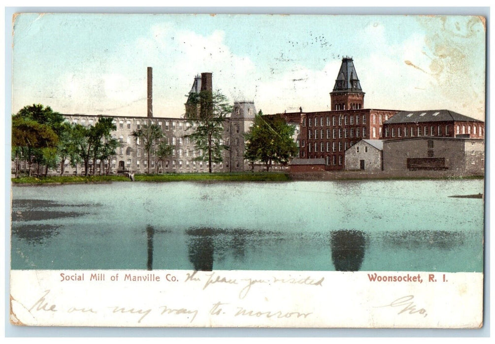 1906 Social Mill Manville Co. Exterior Building Woonsocket Rhode Island Postcard